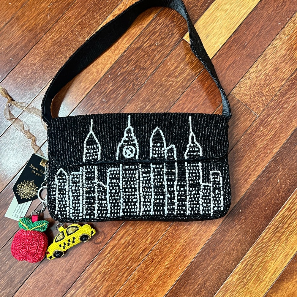 Viral Beaded NYC Skyline Shoulder Bag |  Statement Purse